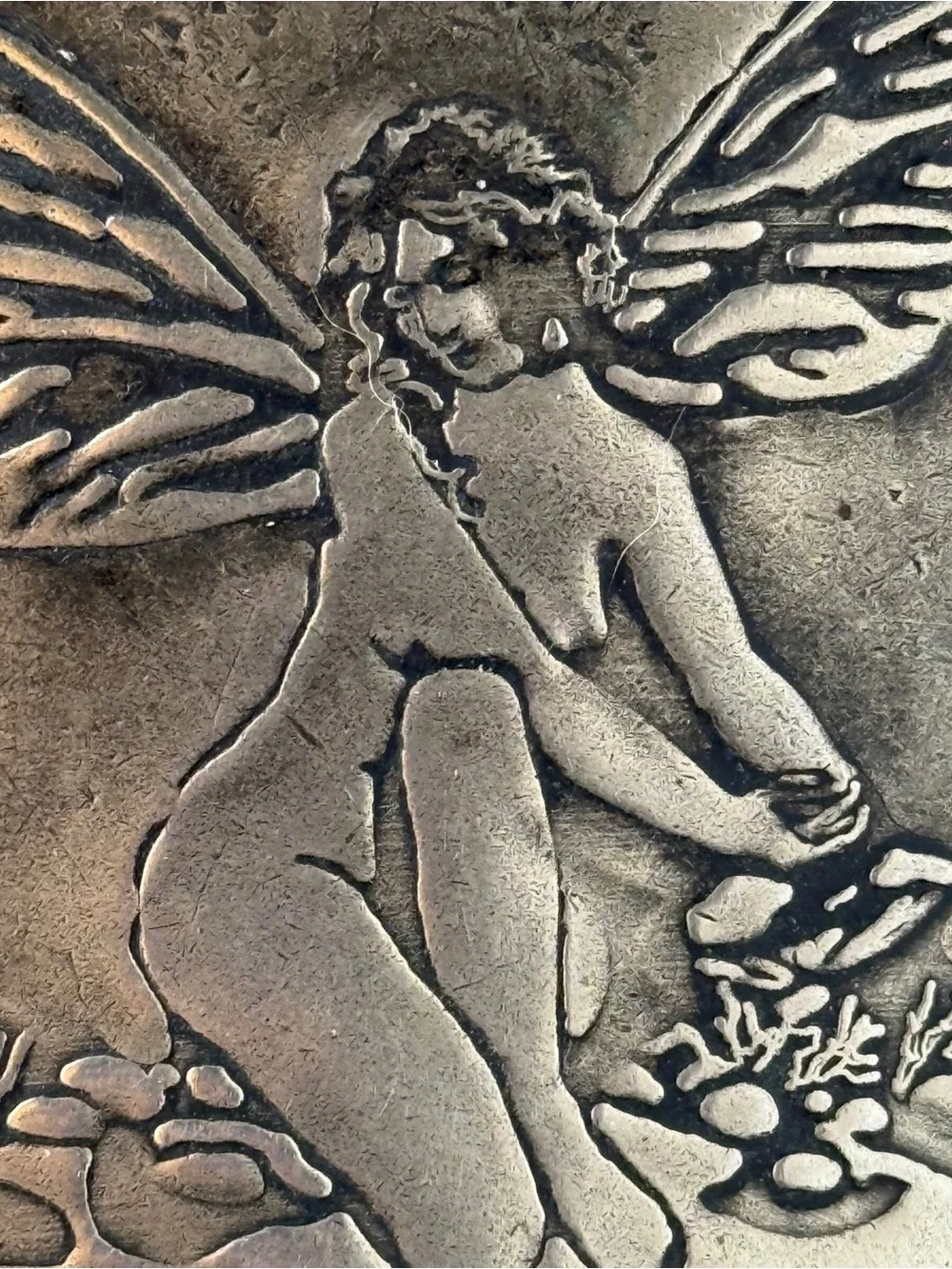Vintage Trinity Co Fairy Belt Buckle Fantasy Pixie Woodland Silver Tone